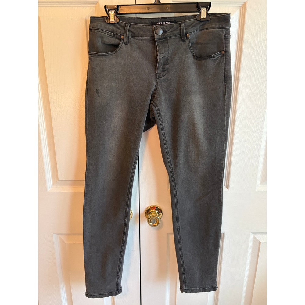 Max Jeans Womens Skinny Denim Faded Black Stretch Jeans Size 8